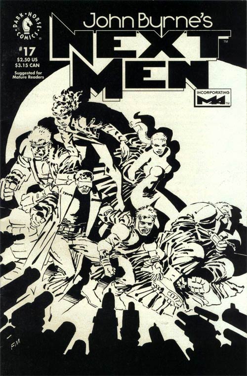 Cover to John Byrne's NEXT MEN #17 by Frank Miller